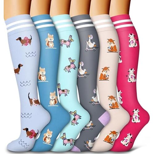 6 Pack Copper Compression Socks for Women and Men Circulation-Best Support for Medical, Running,Nursing,Athletic