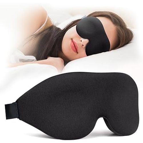 NEWVANGA Sleep Mask for Back and Side Sleeper, Block Out Light, Luxury Sleeping Eye Mask of 3D Night Blindfold, Zero Pressure Breathable Travel Eye Cover Black