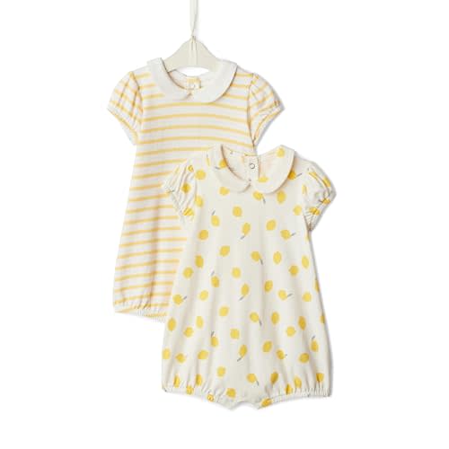 Amazon Essentials x Sofia Grainge Baby Girls' Cotton Short Sleeve Romper with Peter Pan Collar