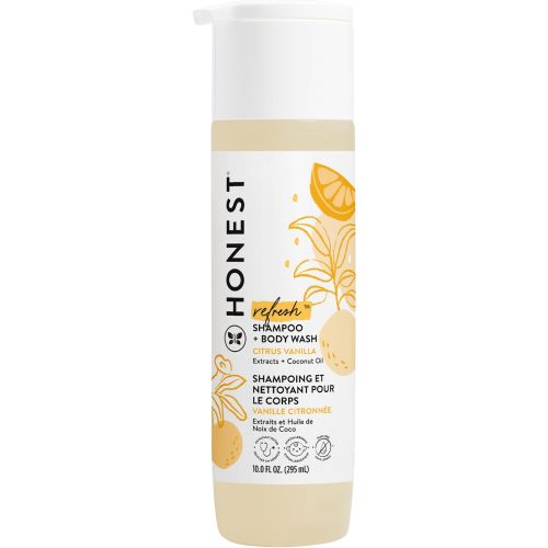The Honest Company 2-in-1 Cleansing Shampoo Body Wash Gentle for Baby Naturally Derived Tear-free Hypoallergenic Citrus Vanilla Refresh 10 fl oz