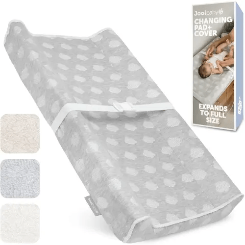 Jool Baby Soft Changing Pad + Washable Cover, Non-Slip - Fits Standard Changing Tables & Dressers (Gray)