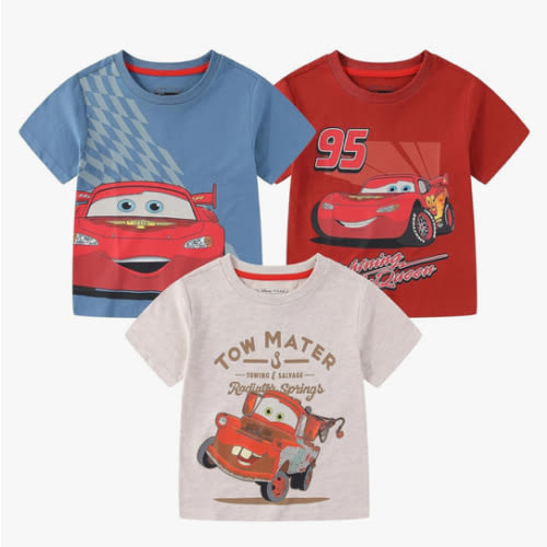 Disney Cars Boys 3 Pack Short Sleeve T-Shirt for Toddler and Big Kids