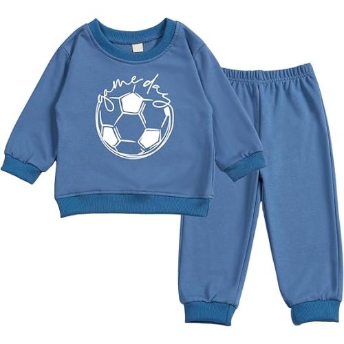 Toddler Baby Basketball Long Sleeve Sweatshirt Top Jogger Pants Set Cute Fall Winter Clothes Set