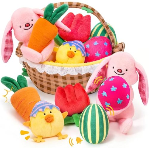 JoyCat Baby Toys 6-12 Months - Soft Baby Treehouse with 5 Sensory Squirrels - Rattle, Crinkle Paper, Squeaker, Mirror, Busy Montessori Soft Toys for Toddlers 0-3 Years Old - Easter Basket Stuffers