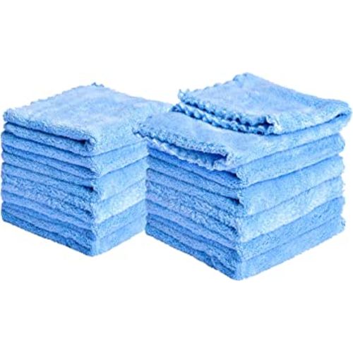 Kyapoo Baby Washcloths 12 Pack 12x12 Inches Microfiber Coral Fleece Extra Absorbent and Soft for Newborns, Infants and Toddlers-Blue
