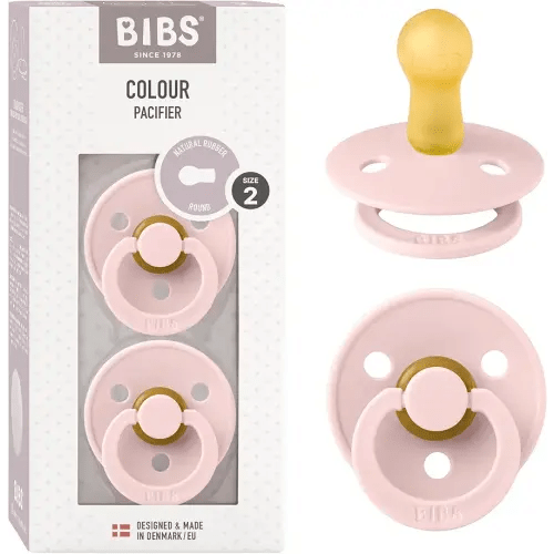 BIBS Pacifiers Colour Collection | Natural Rubber Baby Pacifier | Set of 2 BPA-Free Soothers | Made in Denmark | 6+ Months (Pack of 2) | Blossom