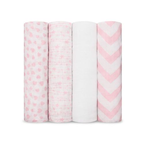 Muslin Swaddle Blankets Neutral Receiving Blanket for Boys and Girls by Comfy Cubs, Color: Pink