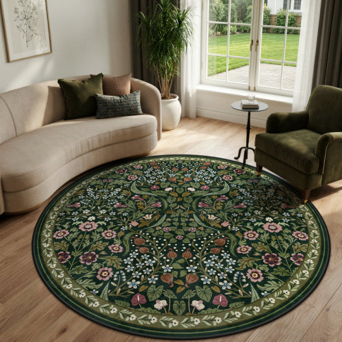 Winston Porter Kaldi Floral Washable Area Rug – Intricate Nature-Inspired Design, Non-Slip Soft Floor Mat for Living Room, Bedroom, and Entryway & Reviews | Wayfair
