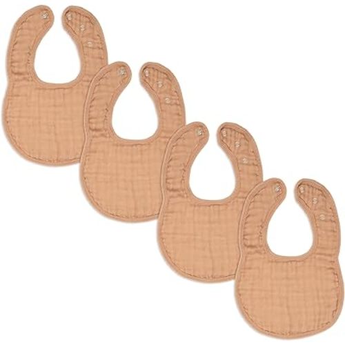Comfy Cubs Muslin Bibs, Pack of 4 - Cotton Bibs - Caramel