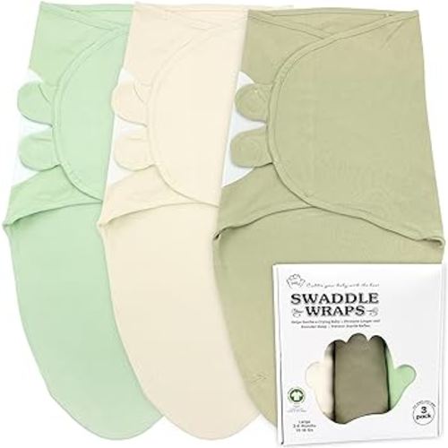 Bublo Baby Swaddles for Newborns – 3-Pack Infant Swaddles 3-6 Months – Adjustable Swaddle Sleep Sack – Soft Organic Cotton Baby Wrap for Safe & Cozy Sleep (Pastel Green)