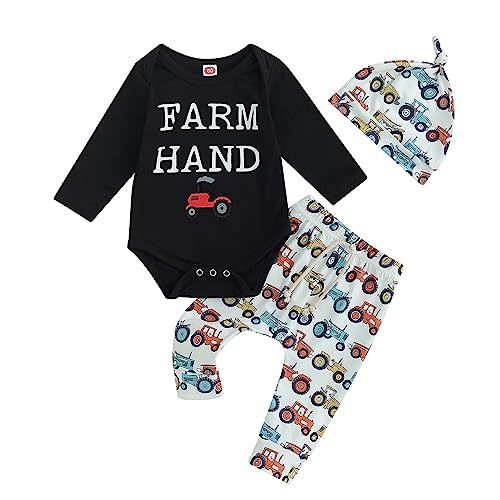 Baby Boy Cowboy Outfit Newborn Western Country Boy Clothes Cow Print Letter Bodysuit+Long Pants+Cap 3pcs Fall Clothes
