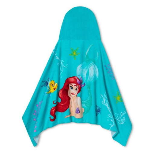 Disney Little Mermaid Ariel Hooded Bath Towel Wrap 100% Cotton