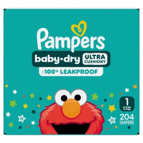 Pampers Baby Dry Diapers Pack- Size 1 - 204ct