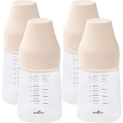 Spectra - Wide Neck Baby Bottles - Compatible with Spectra Breast Milk Pump Flanges (Pack of 4)
