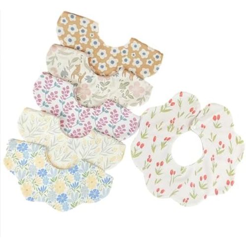 JUVA 6-Pack Organic Cotton Baby Bibs, Absorbent & Reversible, 360° Rotating Drool Bibs for Boys & Girls 0-24M