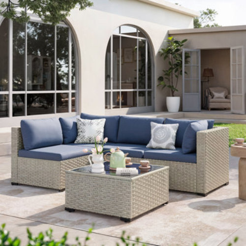 Ebern Designs 5 Pieces Patio Conversation Set & Reviews | Wayfair