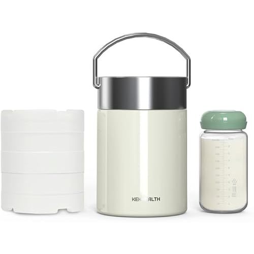 11oz Stainless Steel Breast Milk Cooler, 360° Cooling Gel Ring, 14-Hour Cold Storage, BPA-Free 11oz Bottle, Leak-Proof Portable Cooler for Half-Day Pumping, Work & Travel