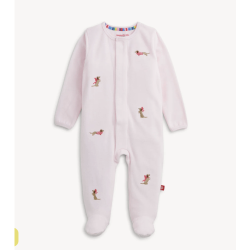 Magnetic Footie - 3-6 MO - Dogs Pink