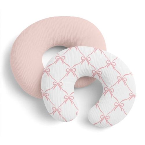 Sweet Jojo Designs Baby Girl Muslin 100% Cotton Nursing Pillow Cover Set Ballerina and Ballet Bows Pink and White 2pc