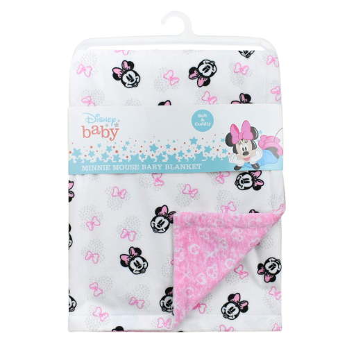 Cudlie Disney Baby Girl Minnie Mouse Baby Blanket Double Sided Mink with Pink Minnie Print (30x40)