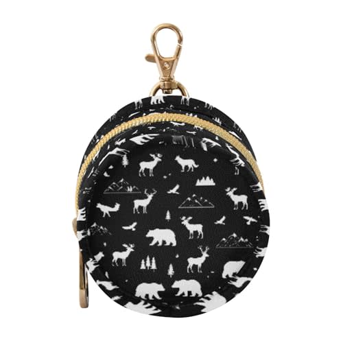 Bear Deer Black Print Pacifier Holder Case with Metal Clip Portable Pacifier Storage for Boys Girls