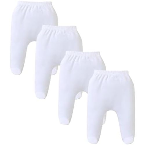 4 Pack Baby Footed Pants: Soft Cotton Spandex Pants with Feet Pull on Bottoms for Infant Unisex Baby Boys Girls