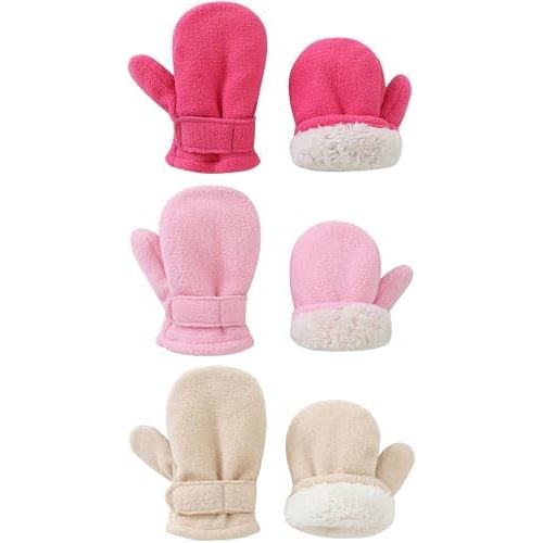 Baby Toddler Mittens 3Pack Boys Girls Winter Outdoor Gloves Kids Easy-On Fleece Warm Mittens
