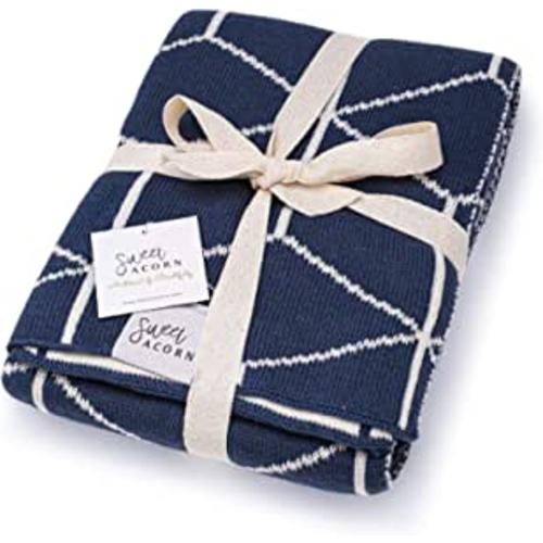 Amazon.com: Sweet Acorn Knit Baby Blanket in Geometric Pattern,Organic Cotton Blankets for Crib or Stroller, Receiving Blankets - Bay Blue : Baby
