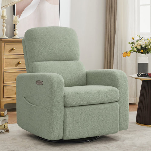 Latitude Run® Modern Teddy Upholstered Manual Recliner Nursery Chair with Swivel and rocker | Wayfair