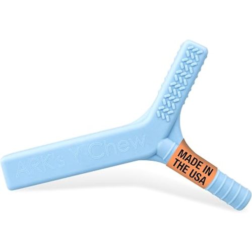 ARK Y-Chew Sensory Chew, Sensory Toys for Kids and Adults, Chew Fidget for Autism, ADHD, SPD, Anxiety, Medical-Grade Oral Motor Therapy Tools, Standard, Softest, Light Blue