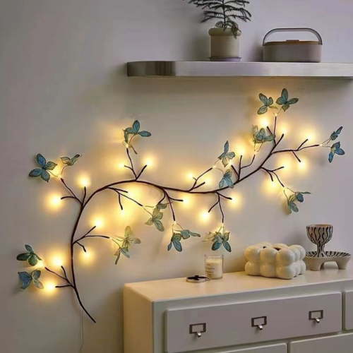 Vine Light with Butterfly Enchanted Wall Decoration Vine Lights 8 Light Modes for Indoor Home Wall Decoration green 1.2m