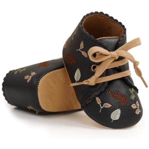 Baby Girls Mary Jane Flats with Bowknot Flowers Princess Wedding Dress Ballet Shoes Non-Slip Toddler First Walkers Newborn Crib Shoes