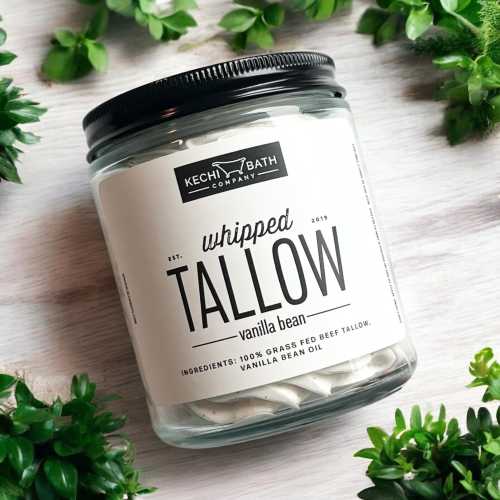 Vanilla Bean Whipped Tallow Cream - All Natural Grass Fed Beef Tallow Lotion, Moisturizer and Body Butter