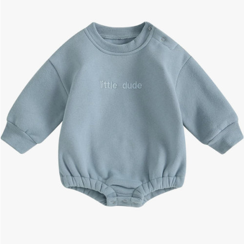VISGOGO Newborn Infant Baby Boy Girls Oversized Romper Little Dude Sweater Onesie Coming Home Outfit Neutral Clothes