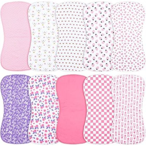 10-Pack Burp Cloths for Baby Boys and Girls - Organic Cotton Baby Burp Cloth,Baby Washcloths, Burp Rags, Large Neutral Burp Clothes for Newborn