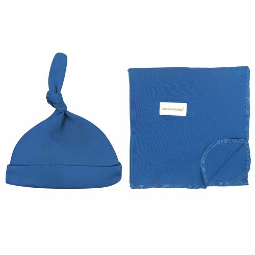100% Cotton Knitted Baby Swaddle Blanket with Hat Set, 35"x35", Newborn Swaddle Wrap, Receiving Blankets, Burping Cloth & Stroller Cover, Perfect for Boys Girls (Dark Green)
