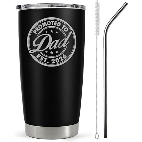 Vivulla68 Promoted To Dad 2026 Tumbler 20Oz, Dad Est 2026 Mug, 1st Daddy Gifts, New Baby Gifts Ideas, Papa Established 2026 Coffee Cup, Fathers To Be Gift, Expecting Papa Mug, First Time Daddy Gift