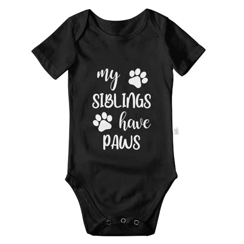 Eorjuek My Siblings Have Paws Bodysuits, Infant Boy Girl Newborn Cotton Romper Short Sleeve Jumpsuit Outfits 0-24 Months