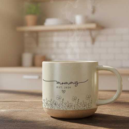 Personalized Mom Dad Mug, First Mother's Day Gift, Best Mom Ever Coffee Cup, New Parent Pottery, Future Parents Est 2026, Baby Shower Gift