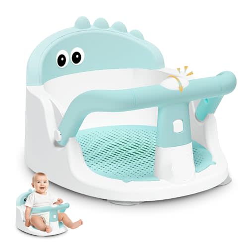 Baby Bath Seat for Babies 6 Months & Up Sitting Up, Non-Slip Baby Bath Chair with Suction Cup, Safe and Comfortable Portable Infant Bath Seat for Bathroom, Bathtub Tub, Easy to Clean (Green)