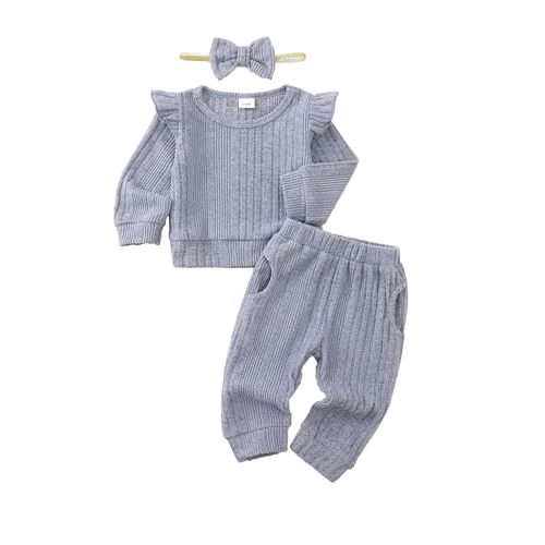 Mioglrie Toddler Baby Girl Clothes Fall Winter Sweatsuit Newborn Sweatshirt Sweat Pant Sets Outfits Infant Girls Clothing