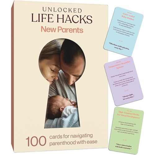 New Parents Gift - 100 Cards with Essential Tips for 1st Time Parents - Thoughtful Postpartum Gift for First Time Moms, Dad, Baby Shower, Gender Reveal - New Mom Gifts for Women - Gift for Couples