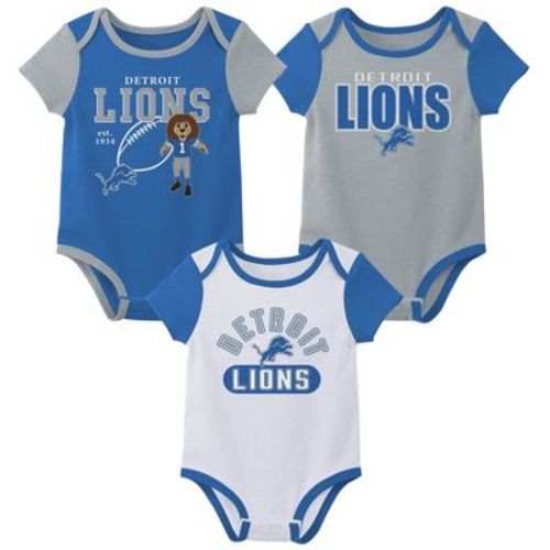 NFL Detroit Lions Boys' White 3pk Bodysuit - 6-9M