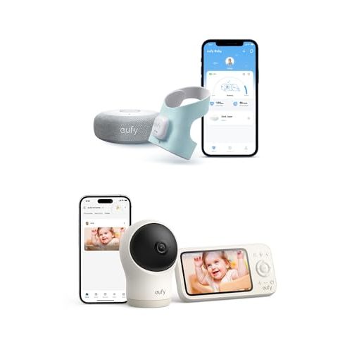 eufy Security Baby Monitor Baby Smart Sock S320 & Baby Monitor C10 with 2K HD Camera (Bundle)