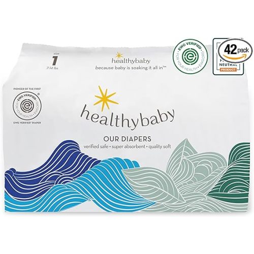 Our Diapers | The First EWG Verified & Microbiome-Friendly Diaper | 12-Hour Leak Protection | Made with Organic Cotton & Plant-Derived Materials | Totally Chlorine Free | Size 1 (7-14 lbs) 42 Count
