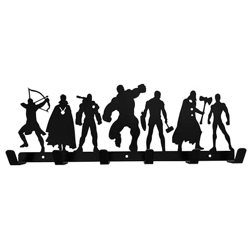 Superhero Coat Hook Wall Mounted 6 Hooks, Entryway Organizer, Modern Coat Hooks for Wall Mounting, Towel & Robe Rack with Superhero Theme- Heavy Duty, Decorative Hooks for Home, Bathroom