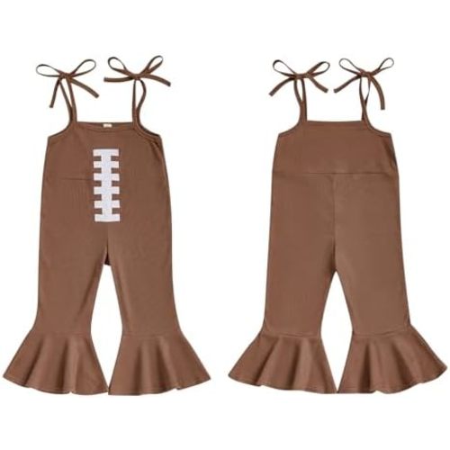 Toddler Girl Thanksgiving Outfit Turkey Bell-Bottom Pant Overalls One Piece Jumpsuit Romper Cute Fall Clothes