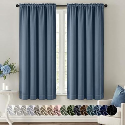 MIULEE Stone Blue Blackout Curtains for Bedroom Living Room 40"x63" 2 Panel