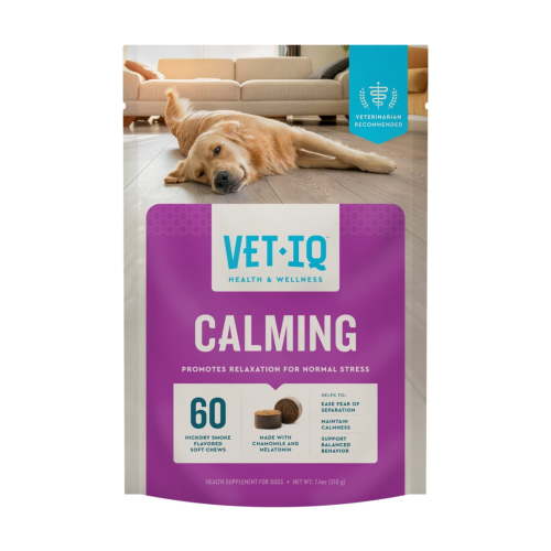 VetIQ Calming Support Supplement Soft Chews for Dogs, Hickory Smoke Flavored Soft Chews, 60 Count