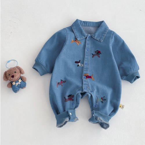Little Puppy Baby Denim Jumpsuit – Peachy Bloomers
